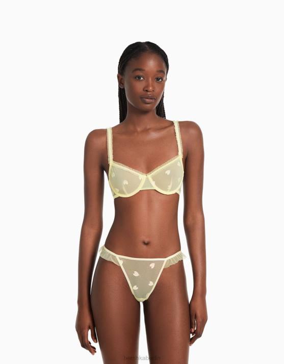 Gelb Bershka Frauen gerüschter Tanga H00J1743