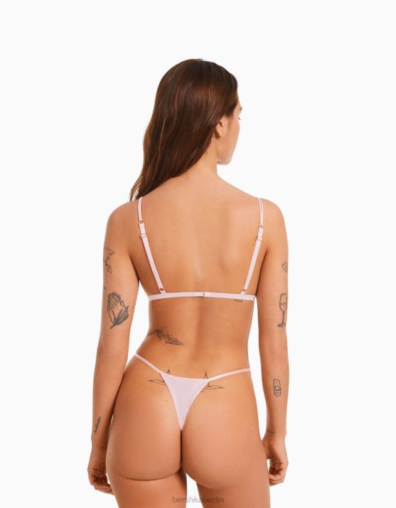 Rosa Bershka Frauen Dreieckiger BH aus Spitze H00J1756