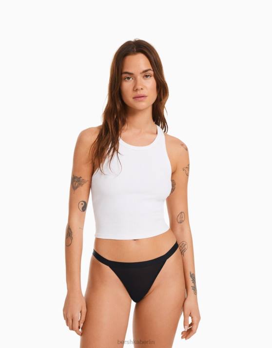 Schwarz Bershka Frauen 2er-Pack Tüll-Slips H00J1752