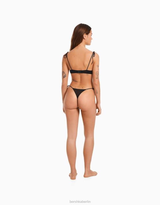 Schwarz Bershka Frauen Brasilianischer Slip mit Schleifen H00J1751