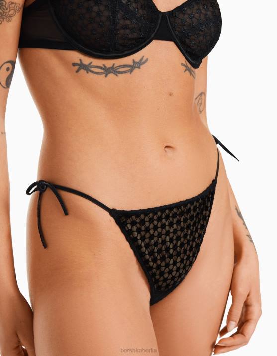 Schwarz Bershka Frauen Brasilianischer Slip mit Schleifen H00J1751