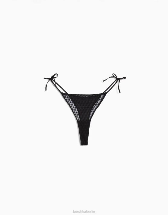 Schwarz Bershka Frauen Brasilianischer Slip mit Schleifen H00J1751