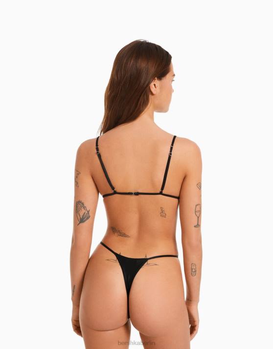 Schwarz Bershka Frauen Dreieckiger BH aus Spitze H00J1744