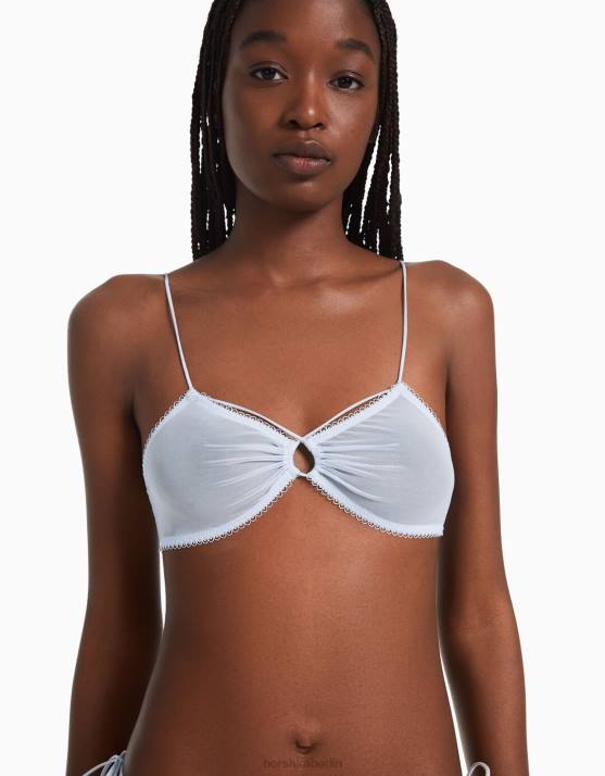 hellblau Bershka Frauen Dreieckiger BH mit gerafftem Detail H00J1762