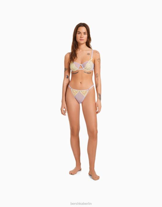 violett Bershka Frauen Pastellfarbener Spitzen-BH mit Bügel H00J1745