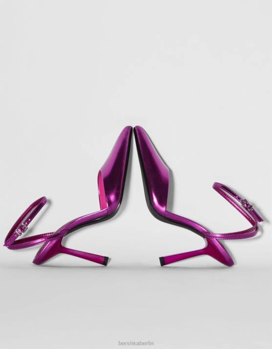 Fuchsie Bershka Frauen Slingback-Schuhe aus Metall mit hohem Absatz H00J2255