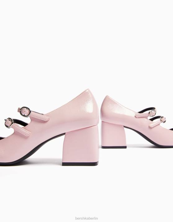 Rosa Bershka Frauen Mary-Jane-Schuhe mit Blockabsatz H00J2270