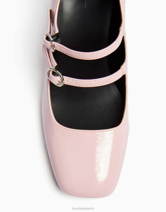 Rosa Bershka Frauen Mary-Jane-Schuhe mit Blockabsatz H00J2270