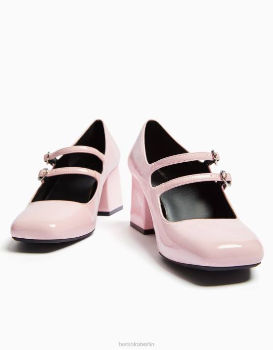 Rosa Bershka Frauen Mary-Jane-Schuhe mit Blockabsatz H00J2270
