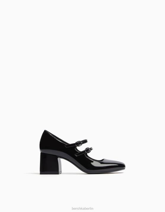 Schwarz Bershka Frauen Mary-Jane-Schuhe mit Blockabsatz H00J2268