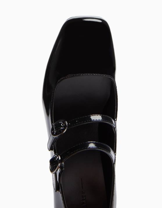 Schwarz Bershka Frauen Mary-Jane-Schuhe mit Blockabsatz H00J2269