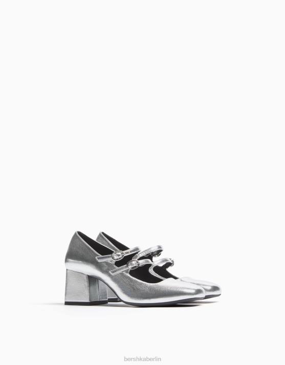 Silber Bershka Frauen Mary-Jane-Schuhe mit Blockabsatz H00J2271