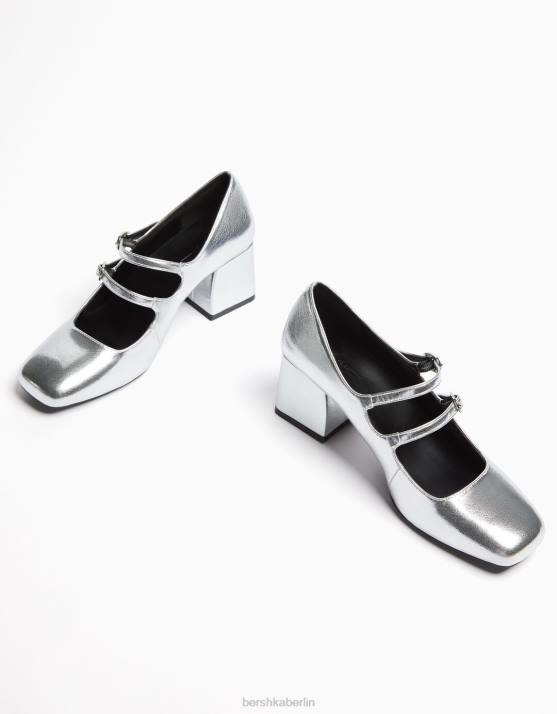 Silber Bershka Frauen Mary-Jane-Schuhe mit Blockabsatz H00J2271