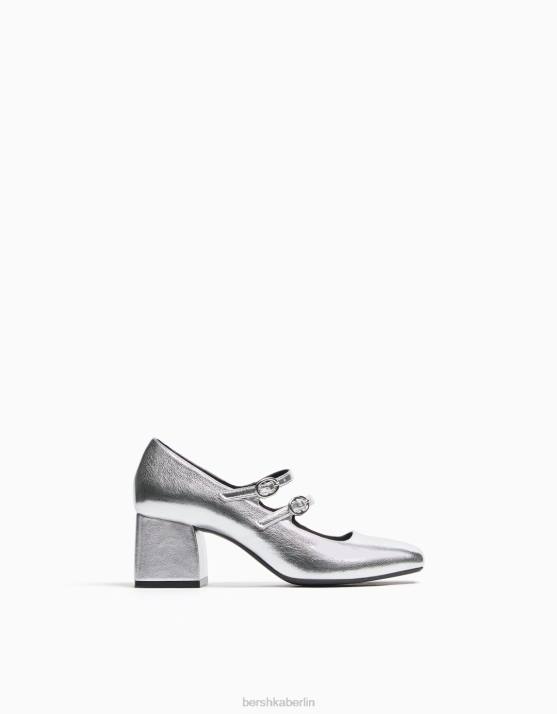 Silber Bershka Frauen Mary-Jane-Schuhe mit Blockabsatz H00J2271