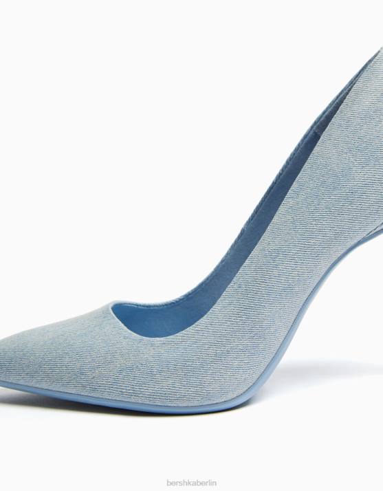 blau verwaschen Bershka Frauen Denim-High-Heel-Schuhe H00J1920