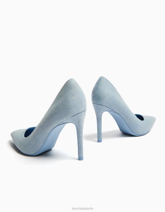 blau verwaschen Bershka Frauen Denim-High-Heel-Schuhe H00J1980