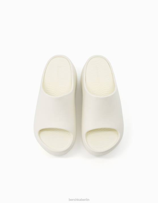 Weiss Bershka Frauen Gummierte Plateausandalen H00J2242