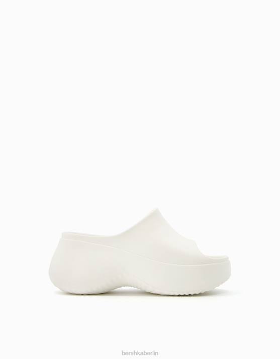 Weiss Bershka Frauen Gummierte Plateausandalen H00J2242