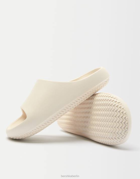 naturfarben Bershka Frauen strukturierte flache Sandalen H00J2238