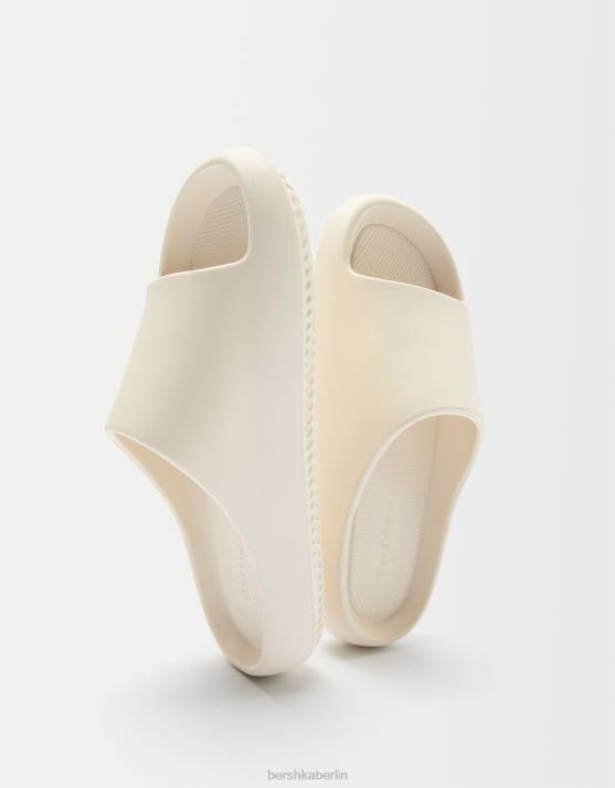 naturfarben Bershka Frauen strukturierte flache Sandalen H00J2238