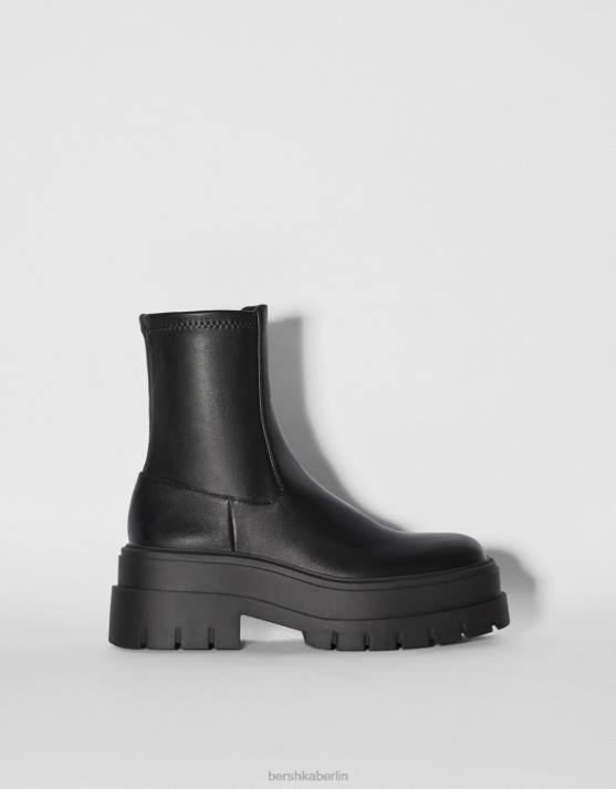 Schwarz Bershka Frauen taillierte Plateaustiefel H00J2280