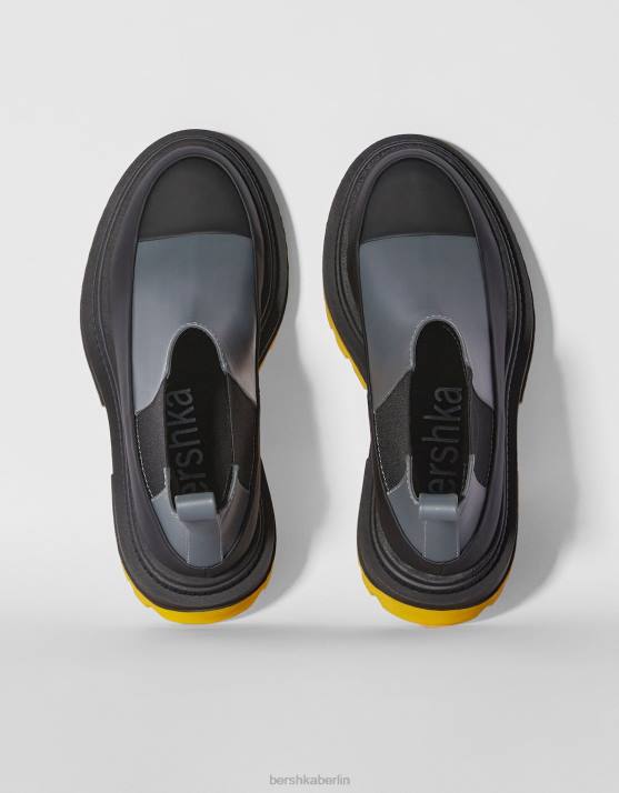 grau Bershka Frauen Flache Stiefeletten mit farbiger Sohle H00J2316