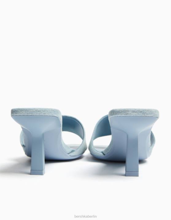 Blau Bershka Frauen Jeanssandalen mit hohem Absatz H00J1842