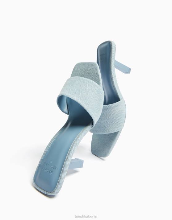 Blau Bershka Frauen Jeanssandalen mit hohem Absatz H00J1842