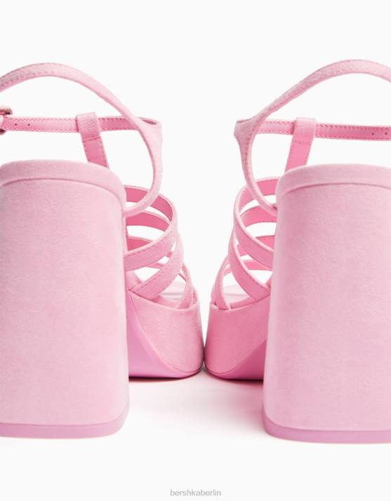 Rosa Bershka Frauen Plateausandalen mit hohem Absatz H00J2169