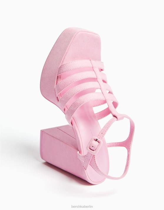 Rosa Bershka Frauen Plateausandalen mit hohem Absatz H00J2169