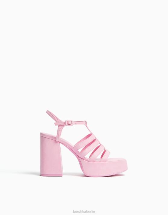 Rosa Bershka Frauen Plateausandalen mit hohem Absatz H00J2169