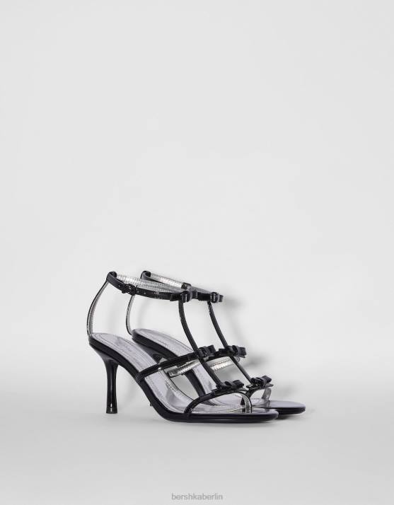 Schwarz Bershka Frauen High-Heel-Sandalen mit Schleifen H00J2198