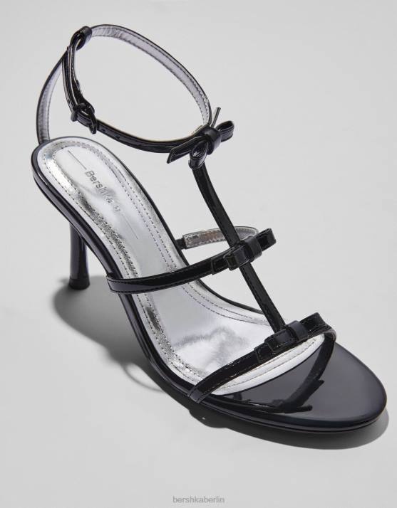 Schwarz Bershka Frauen High-Heel-Sandalen mit Schleifen H00J2198