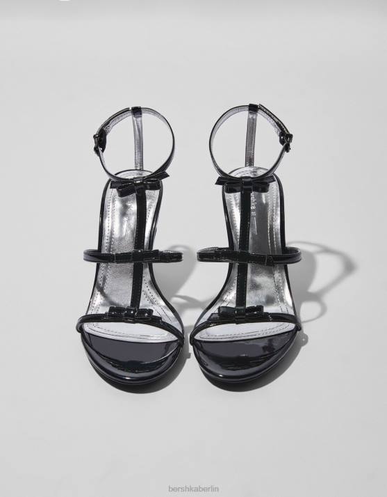 Schwarz Bershka Frauen High-Heel-Sandalen mit Schleifen H00J2201