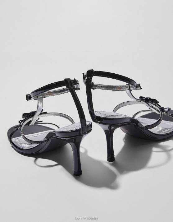 Schwarz Bershka Frauen High-Heel-Sandalen mit Schleifen H00J2201