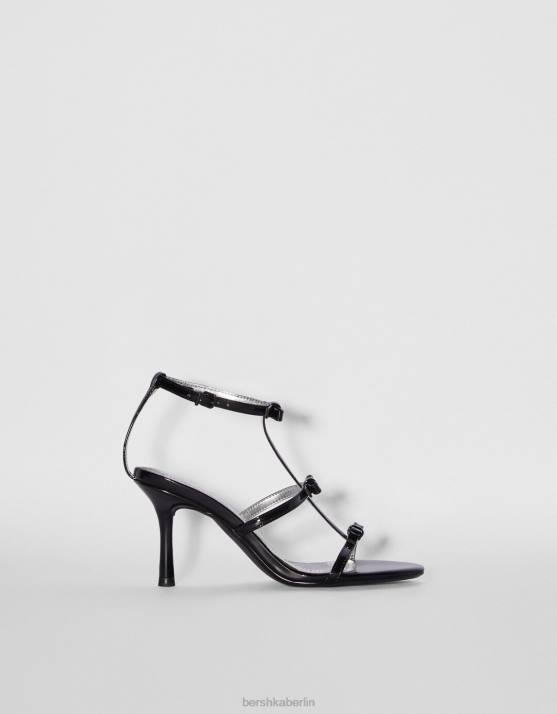 Schwarz Bershka Frauen High-Heel-Sandalen mit Schleifen H00J2201