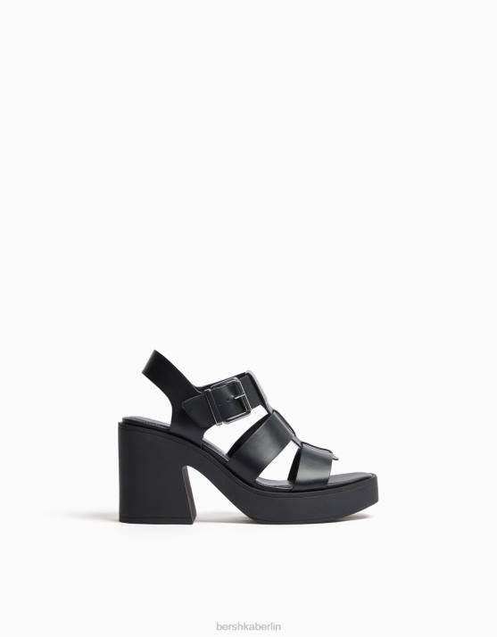 Schwarz Bershka Frauen Käfigsandalen mit Absatz H00J2203