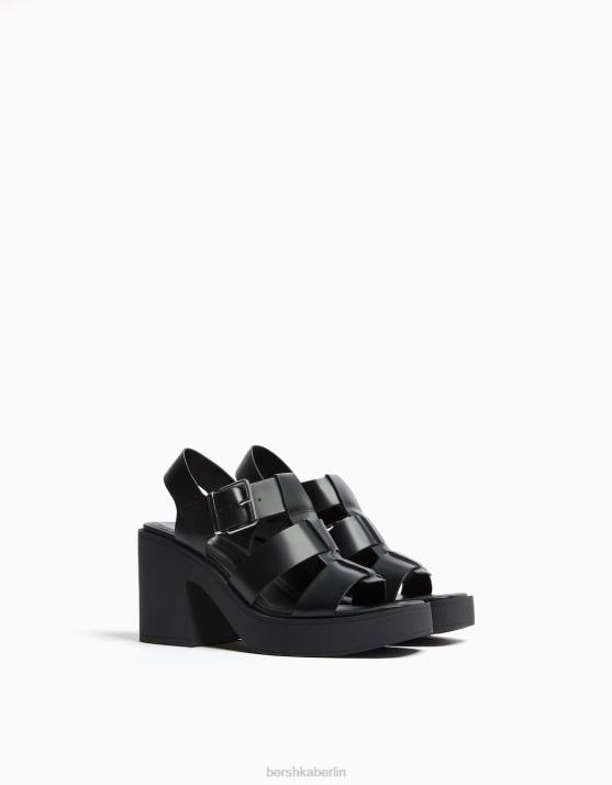 Schwarz Bershka Frauen Käfigsandalen mit Absatz H00J2204