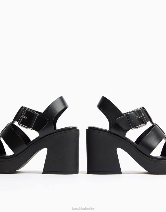 Schwarz Bershka Frauen Käfigsandalen mit Absatz H00J2204