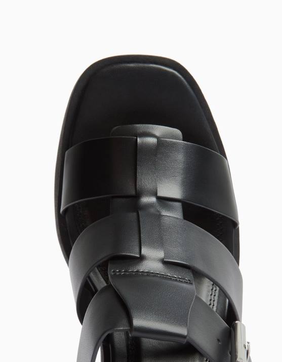 Schwarz Bershka Frauen Käfigsandalen mit Absatz H00J2204