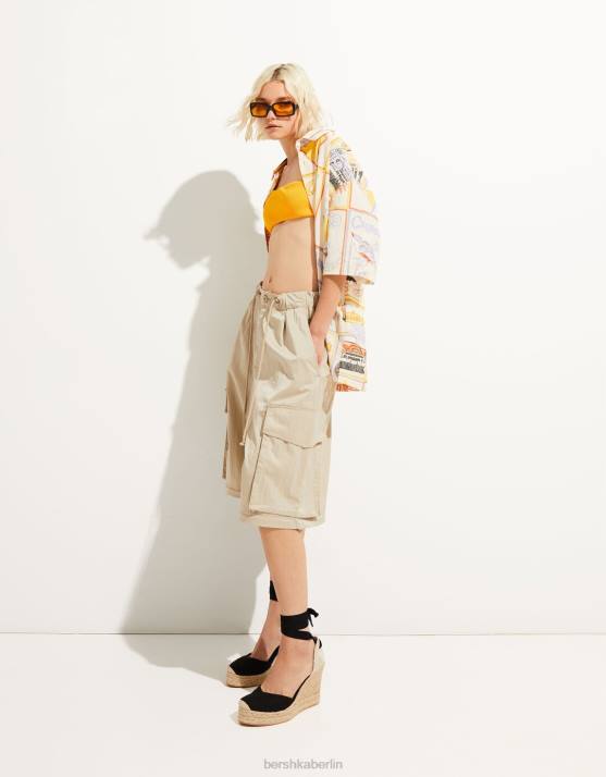 Schwarz Bershka Frauen Schnürkeil aus Jute H00J2190