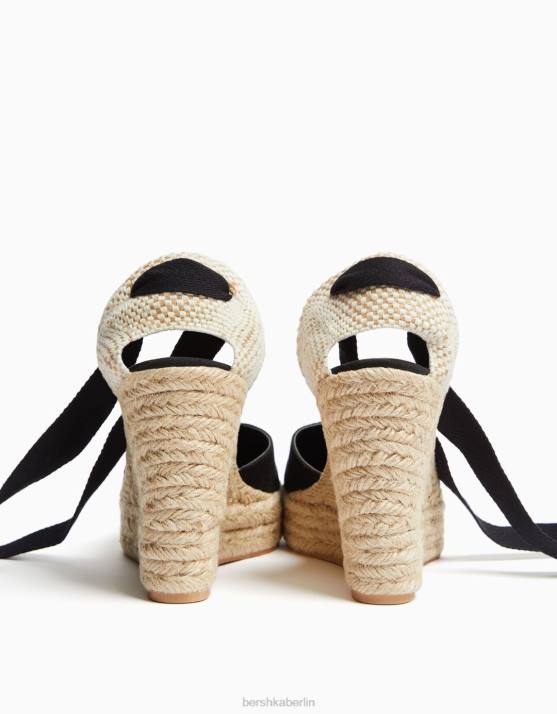 Schwarz Bershka Frauen Schnürkeil aus Jute H00J2199