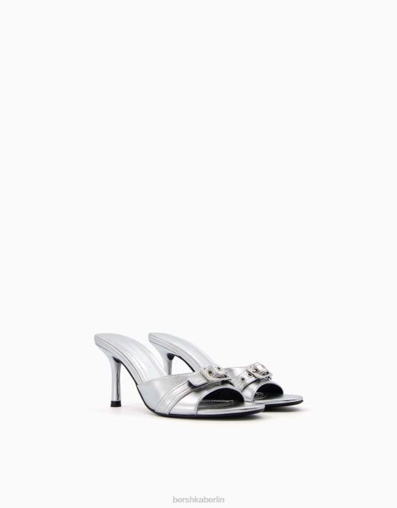 Silber Bershka Frauen metallische High-Heel-Sandalen H00J2138