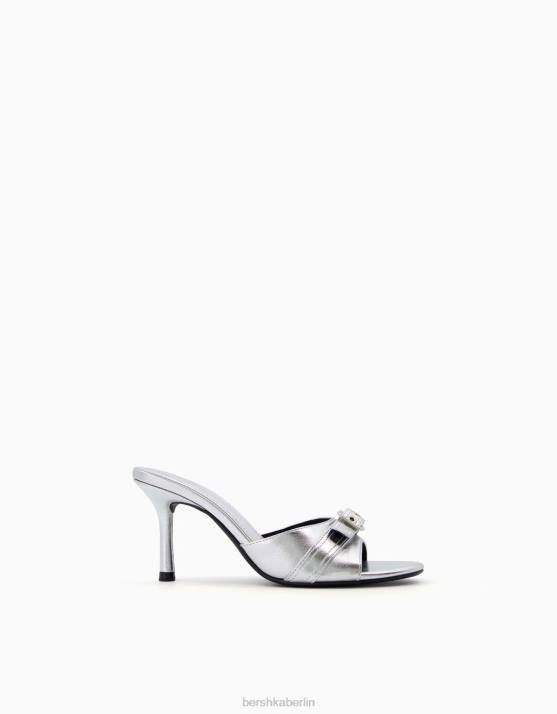 Silber Bershka Frauen metallische High-Heel-Sandalen H00J2138
