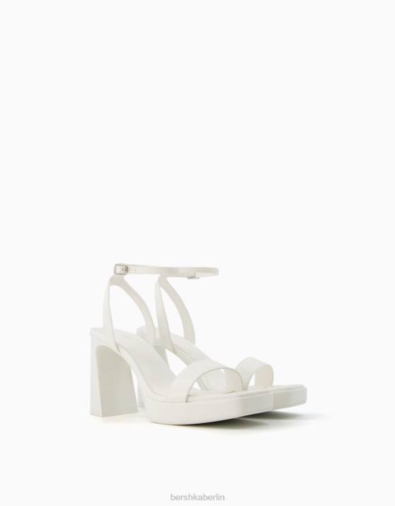 Weiss Bershka Frauen Mini-Plateausandalen mit Knöchelriemen H00J2148