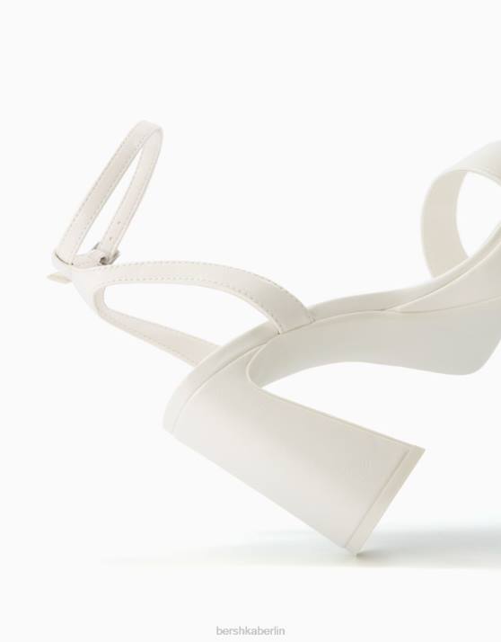 Weiss Bershka Frauen Mini-Plateausandalen mit Knöchelriemen H00J2148