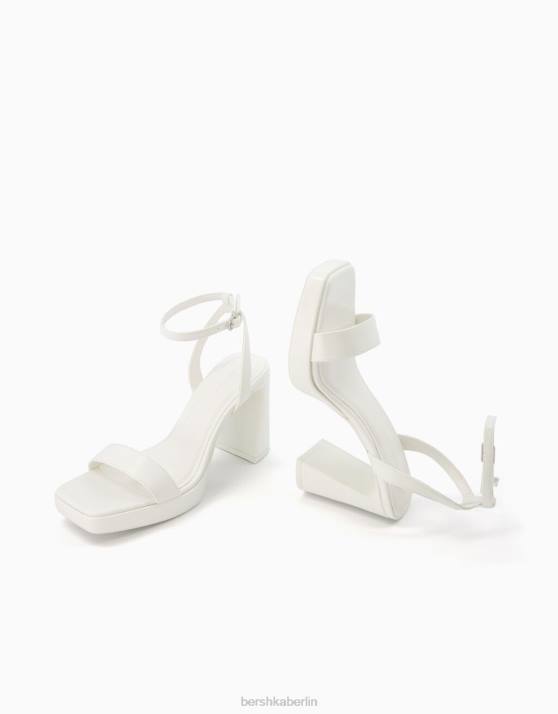Weiss Bershka Frauen Mini-Plateausandalen mit Knöchelriemen H00J2148