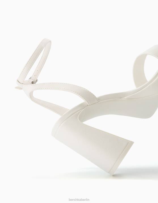 Weiss Bershka Frauen Mini-Plateausandalen mit Knöchelriemen H00J2150
