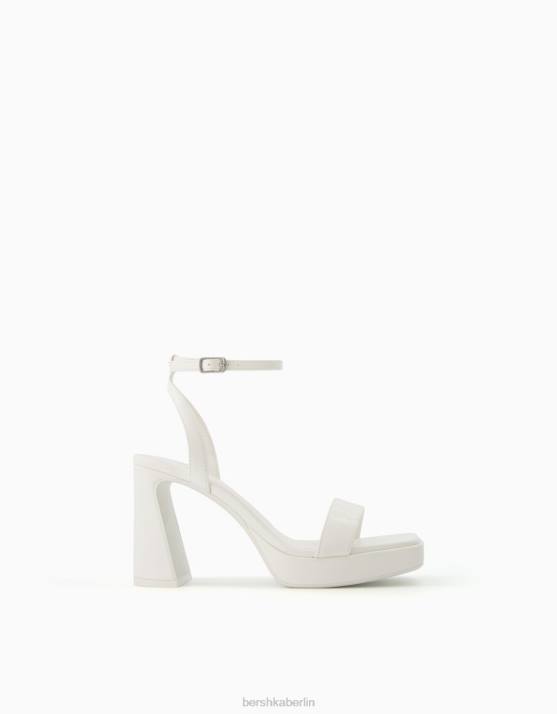 Weiss Bershka Frauen Mini-Plateausandalen mit Knöchelriemen H00J2150