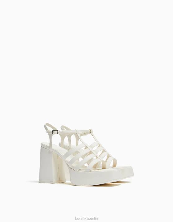 Weiss Bershka Frauen Plateau-Sandalen mit hohem Absatz H00J2168